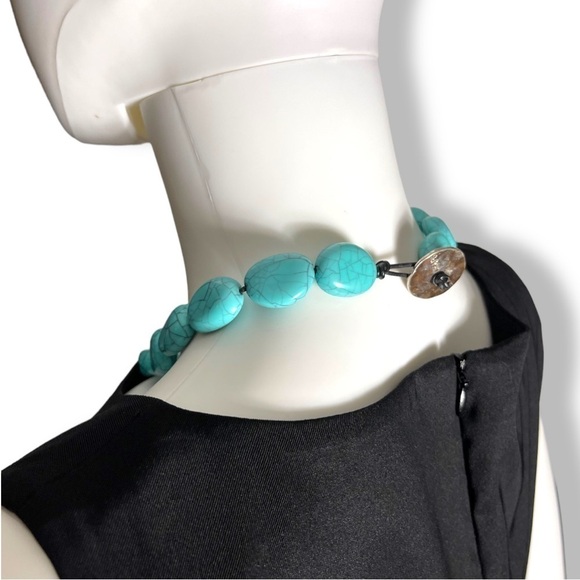💍 CHAPS by Ralph Lauren Faux Turquoise Simplistic Bead Necklace 20” - Picture 3 of 12